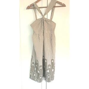 Paul & Joe Womens Silk Halter Neck A Line Mini Dress Green Striped Size EUR‎ 36